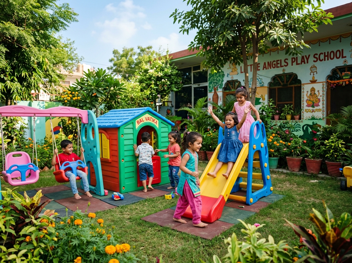Indian toddlers playing outdoors